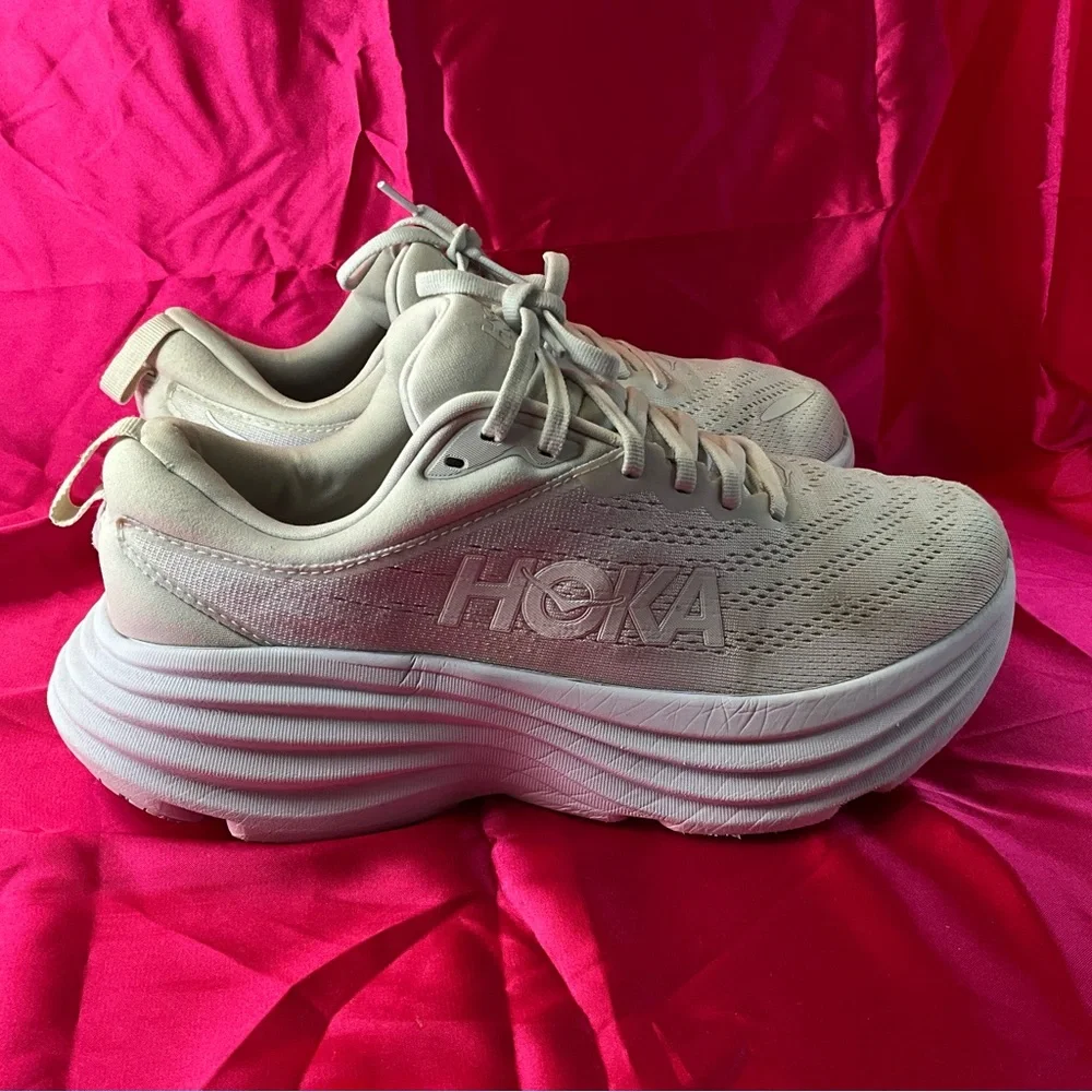 Hoka one no Bondi Women's Cream Athletic Shoes 9D - Picture 7 of 11
